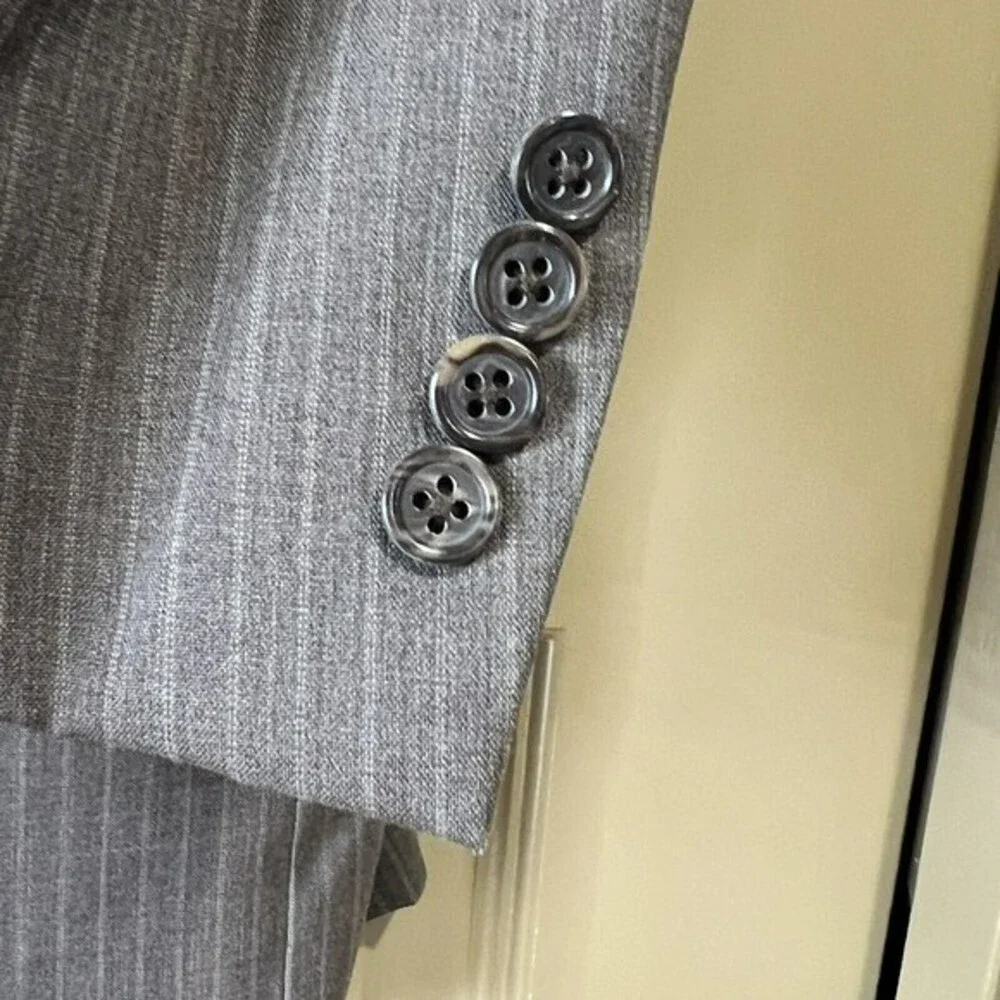 PETER MILLAR Crown Wool Mens Gray Striped Blazer Sport Coat Jacket